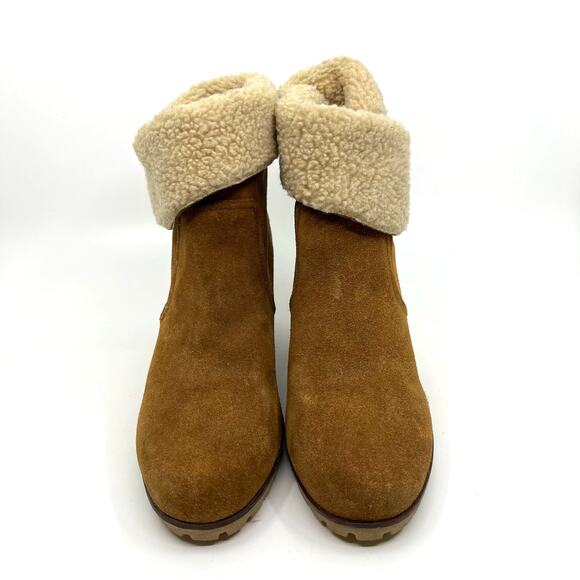 Kelsi Dagger Fontanne Leather and Shearling Wedge Boots Women's 10 US - Picture 4 of 9